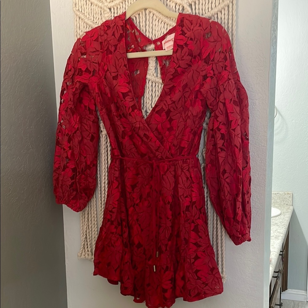 Showpo Scarlet Lace V-Neck Dress